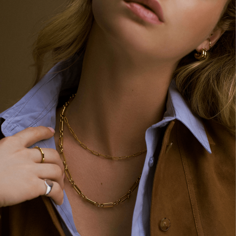 Orelia LUXE Rectangular Open Link Chain Necklace