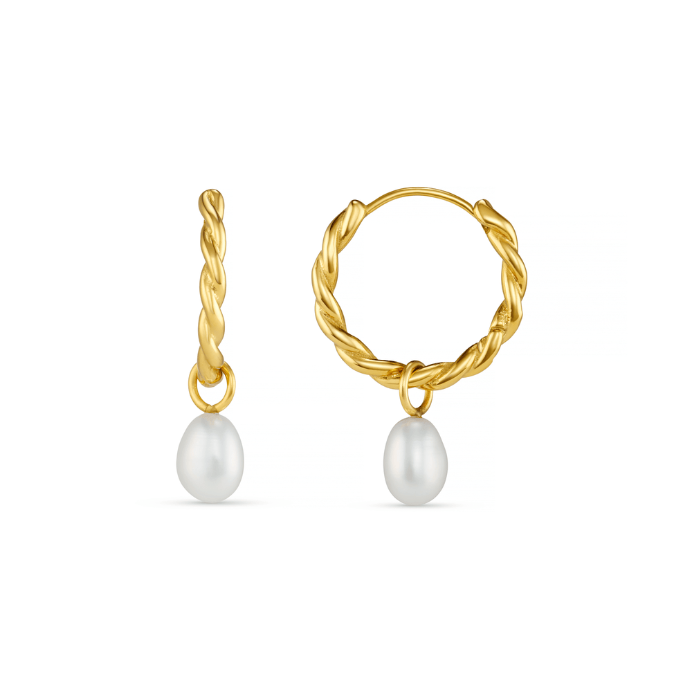 orelia LUXE Rope Pearl Drop Hoop Earrings