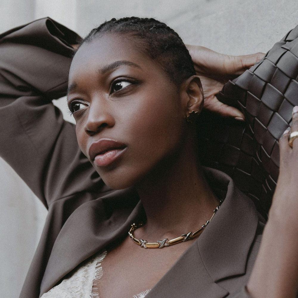 Orelia LUXE Statement Mixed Plate Cross Necklace