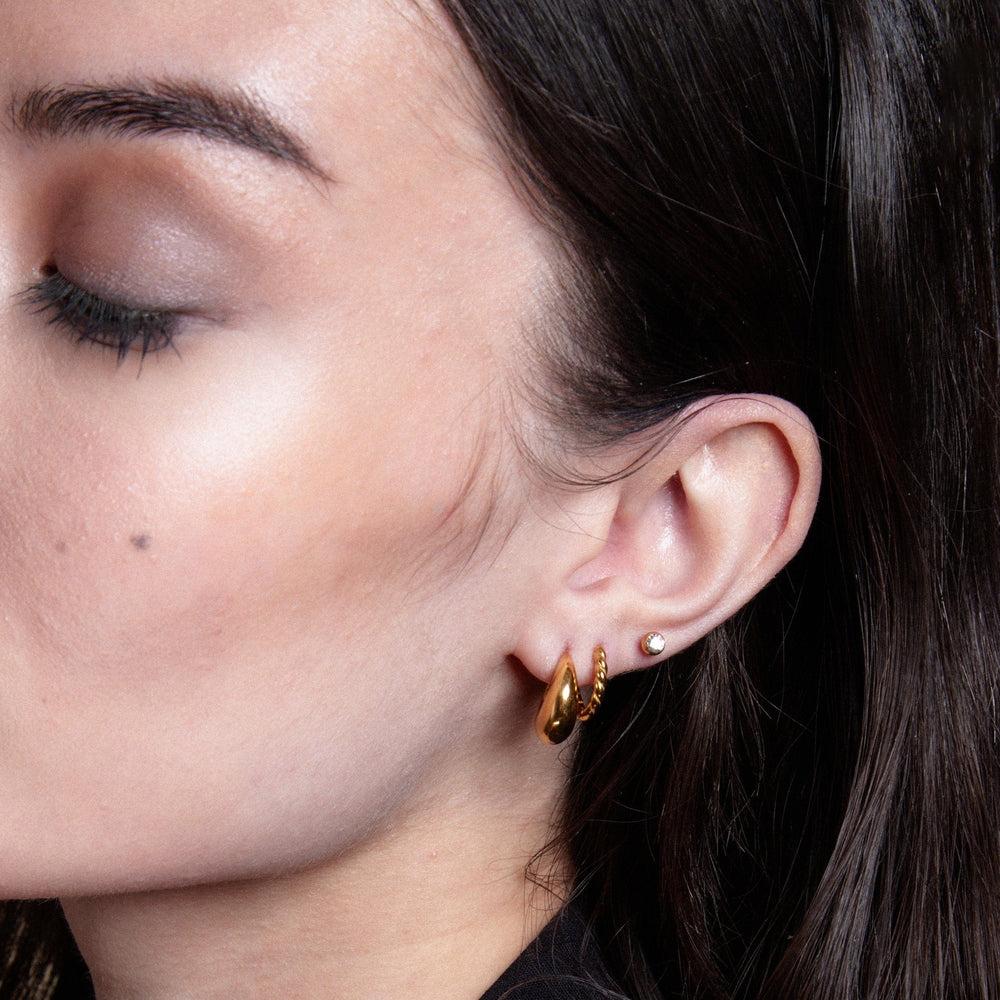 Orelia LUXE Tapered Dome Hoop Earrings - Gold