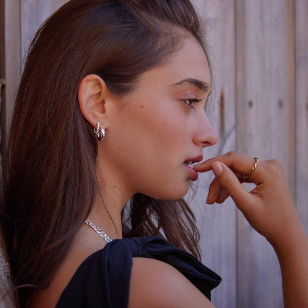 Orelia LUXE Tapered Dome Hoop Earrings - Silver