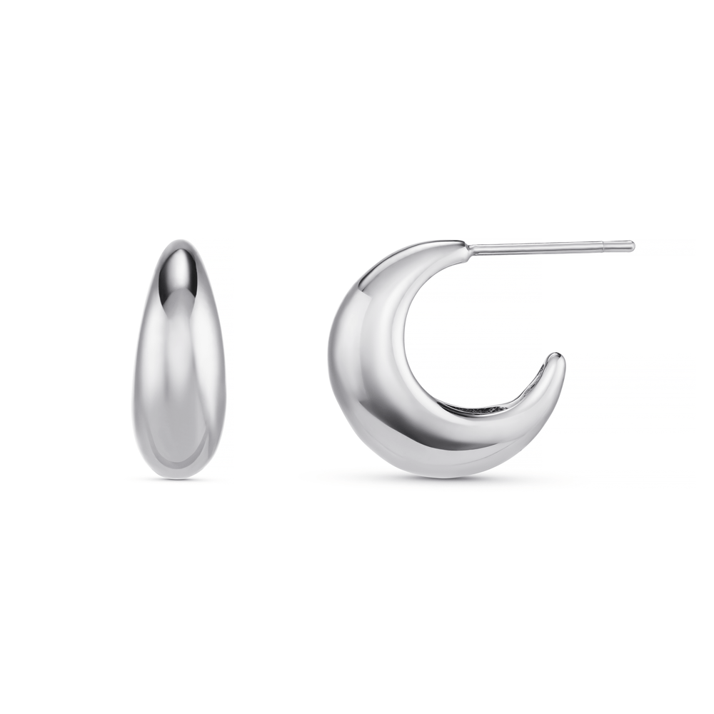 orelia LUXE Tapered Dome Hoop Earrings - Silver