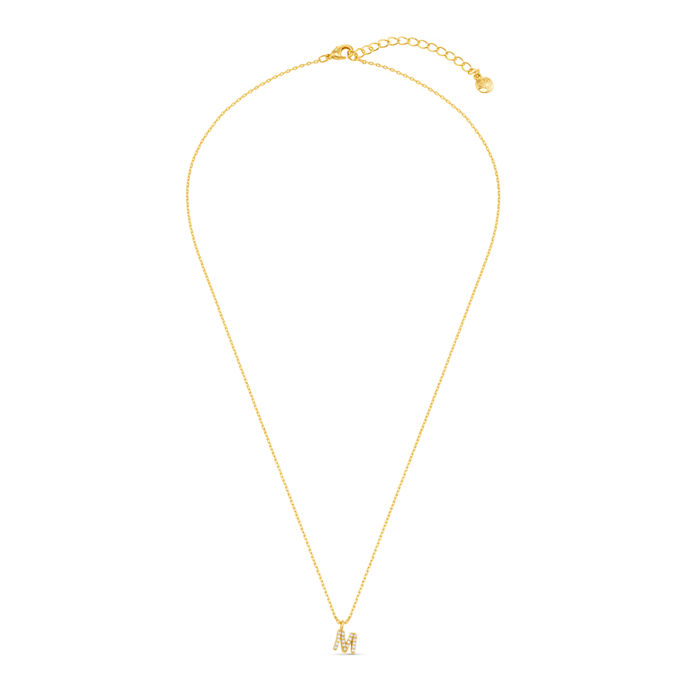 Orelia M Pave Initial Charm Necklace