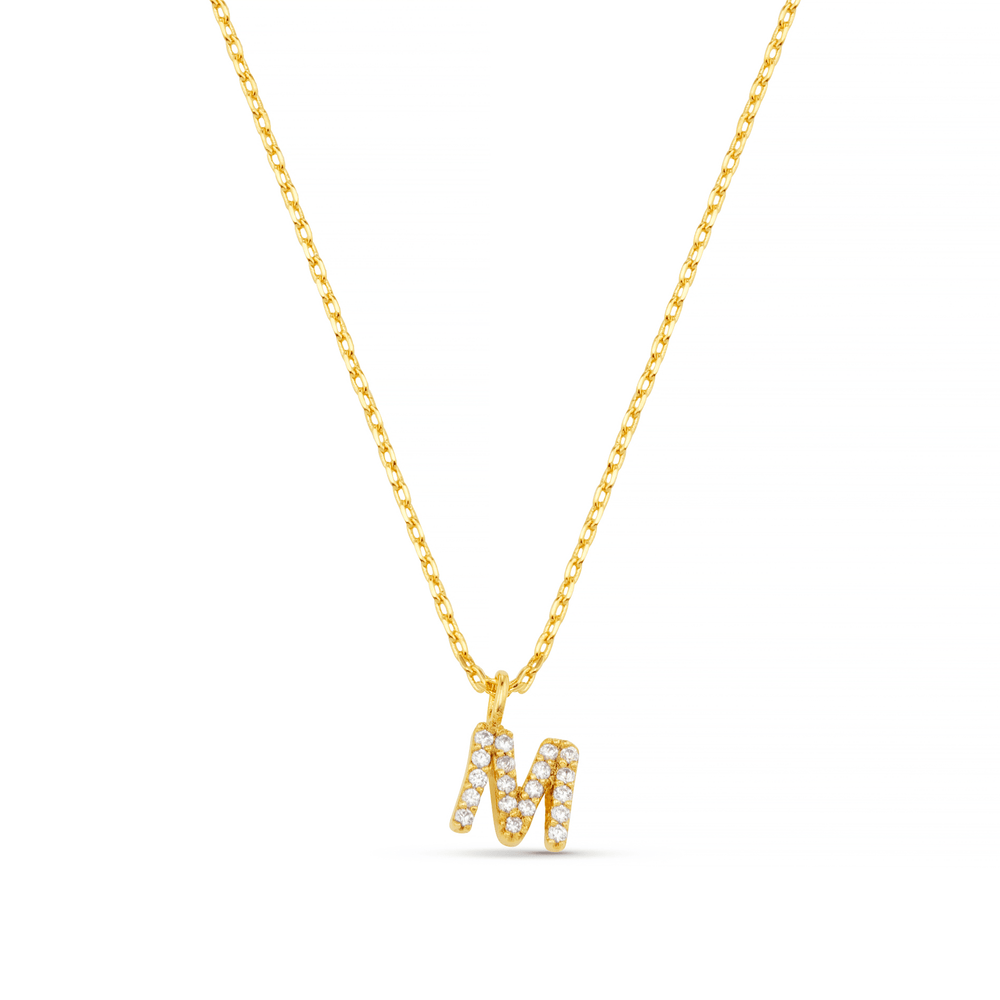 orelia M Pave Initial Charm Necklace