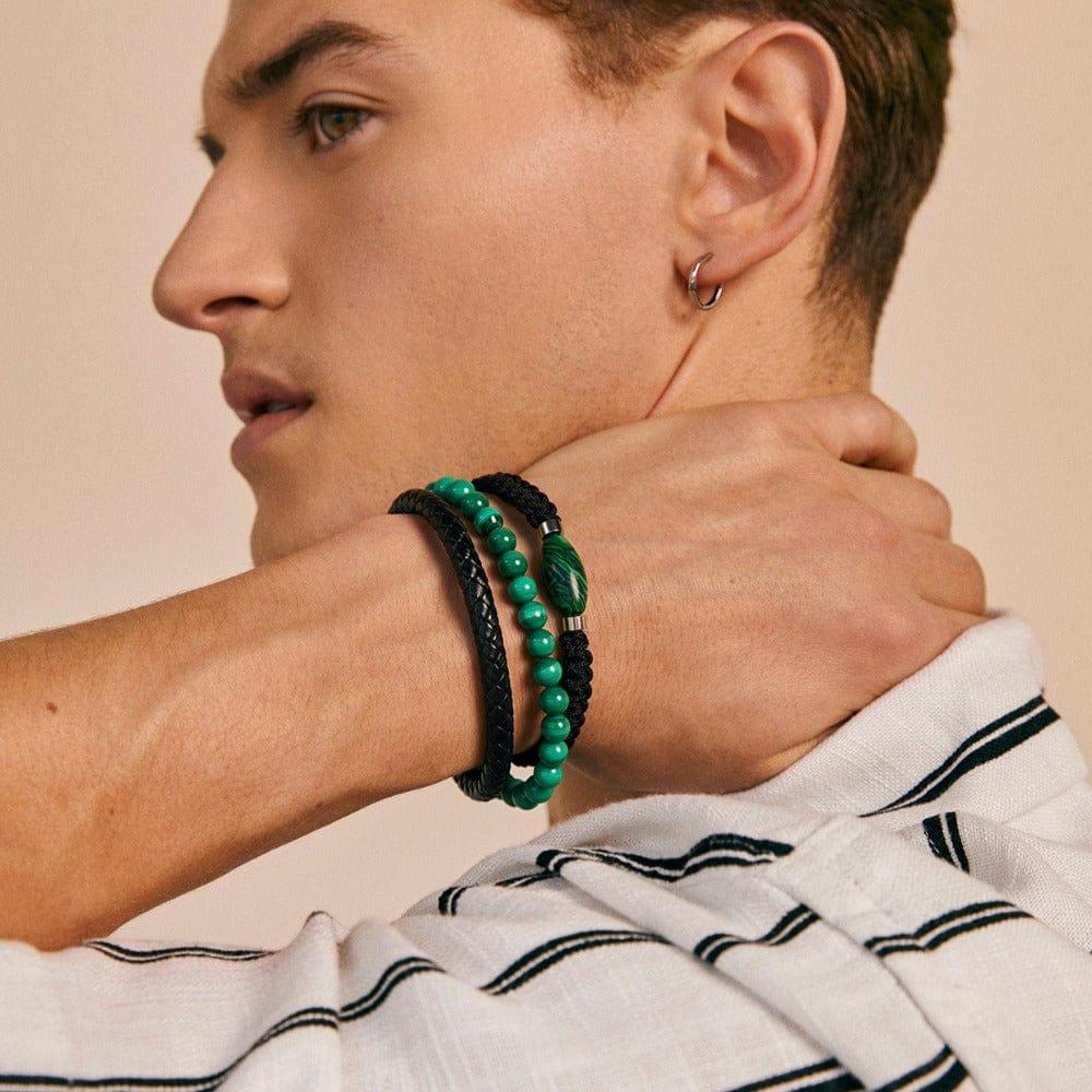 Orelia Malachite Bead & Cord Bracelet