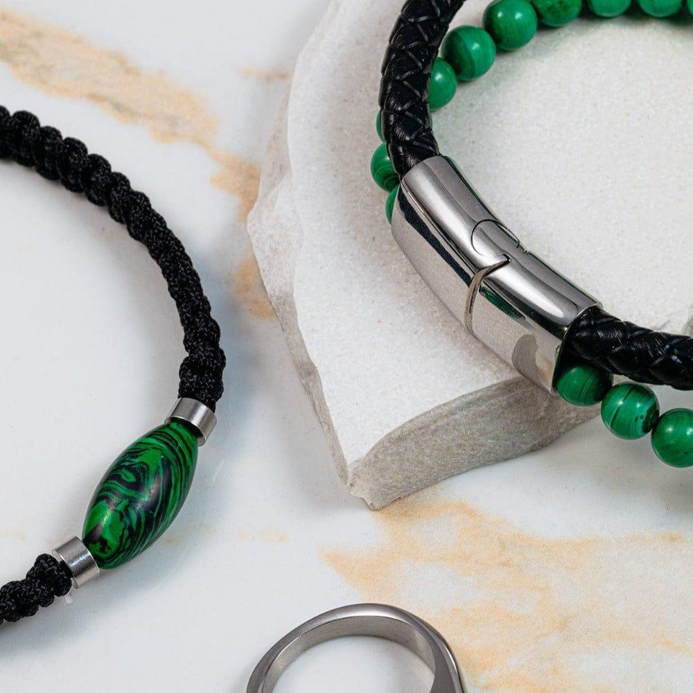 Orelia Malachite Bead & Cord Bracelet