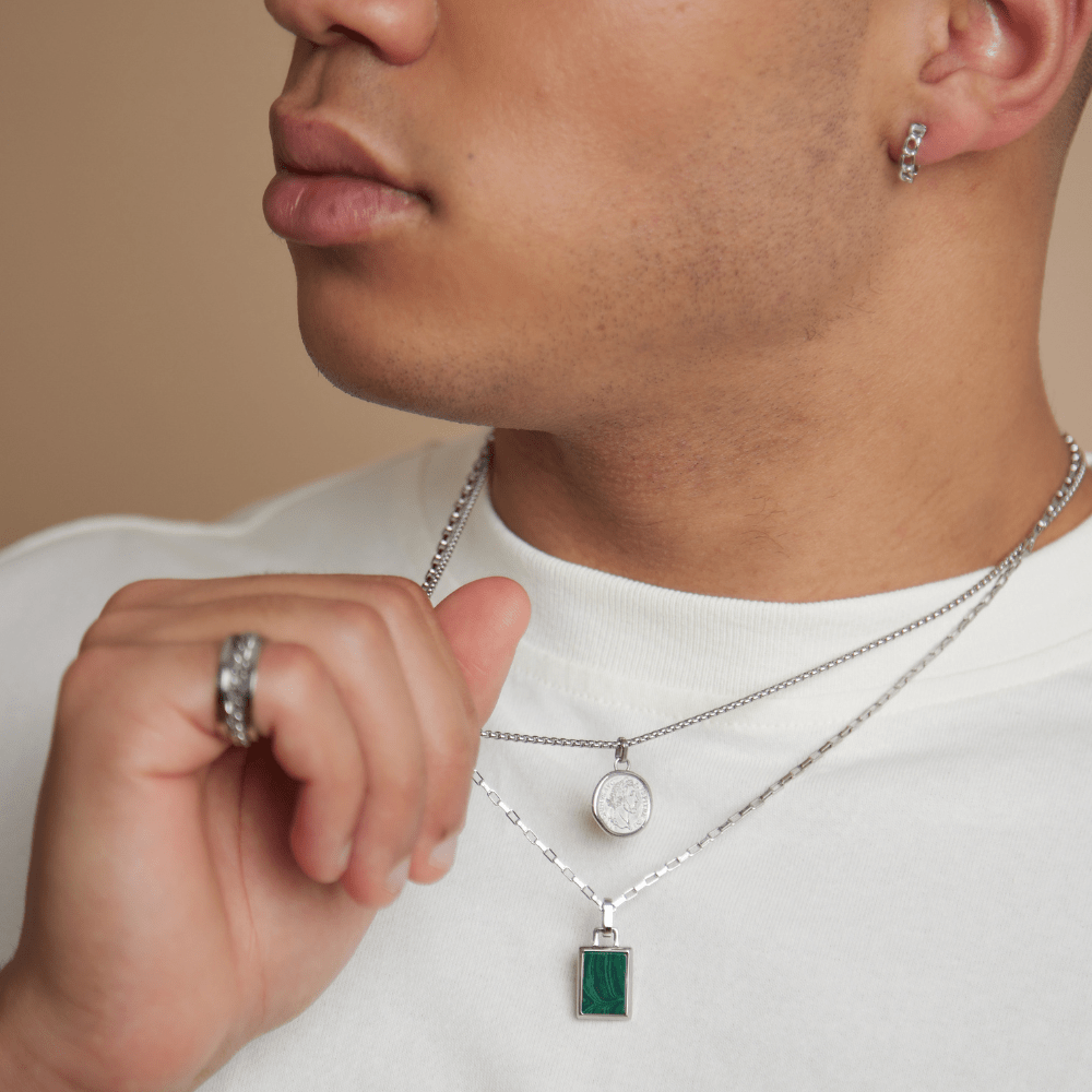 Orelia Malachite Tag Necklace