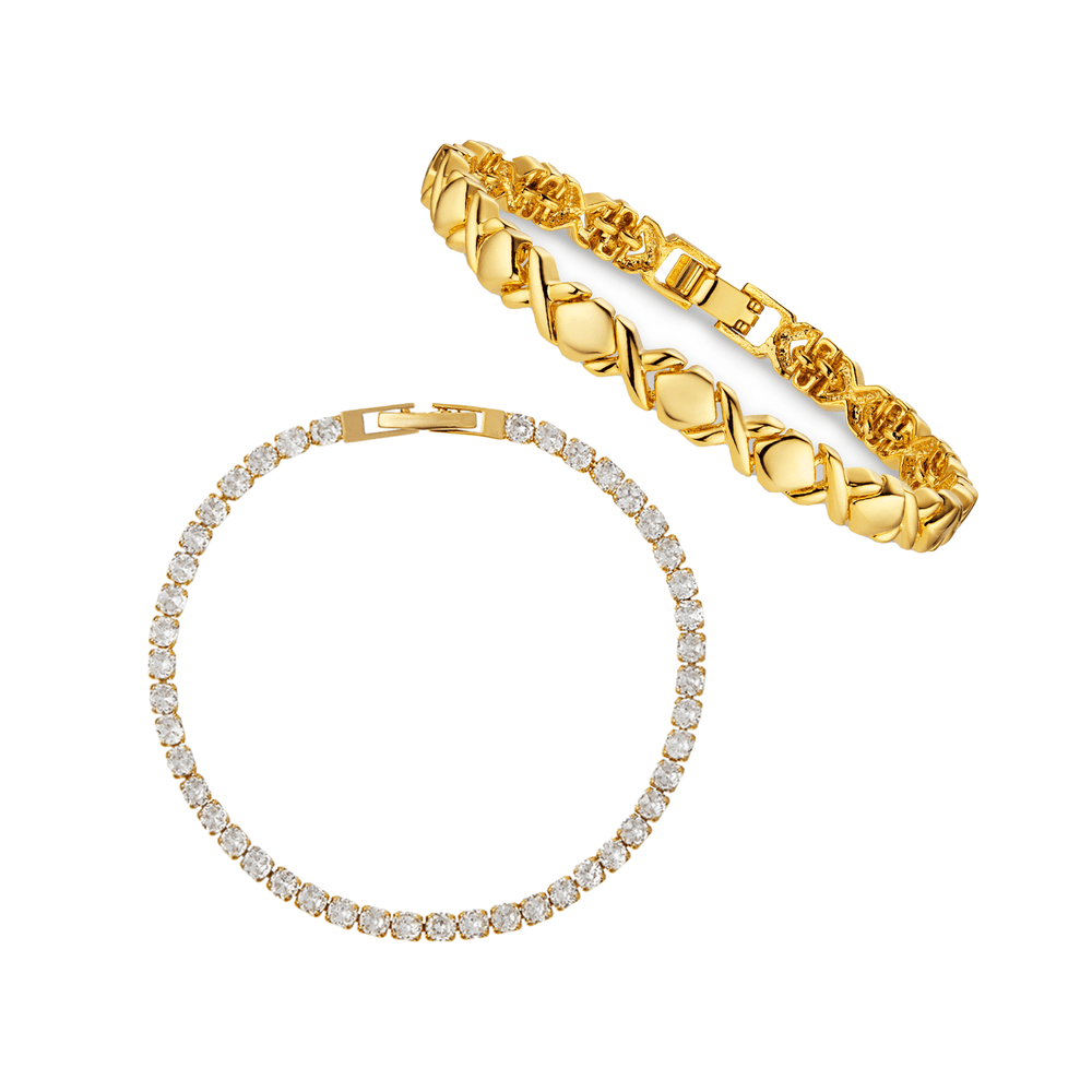 orelia Metal & Crystal Tennis Wristwear Set