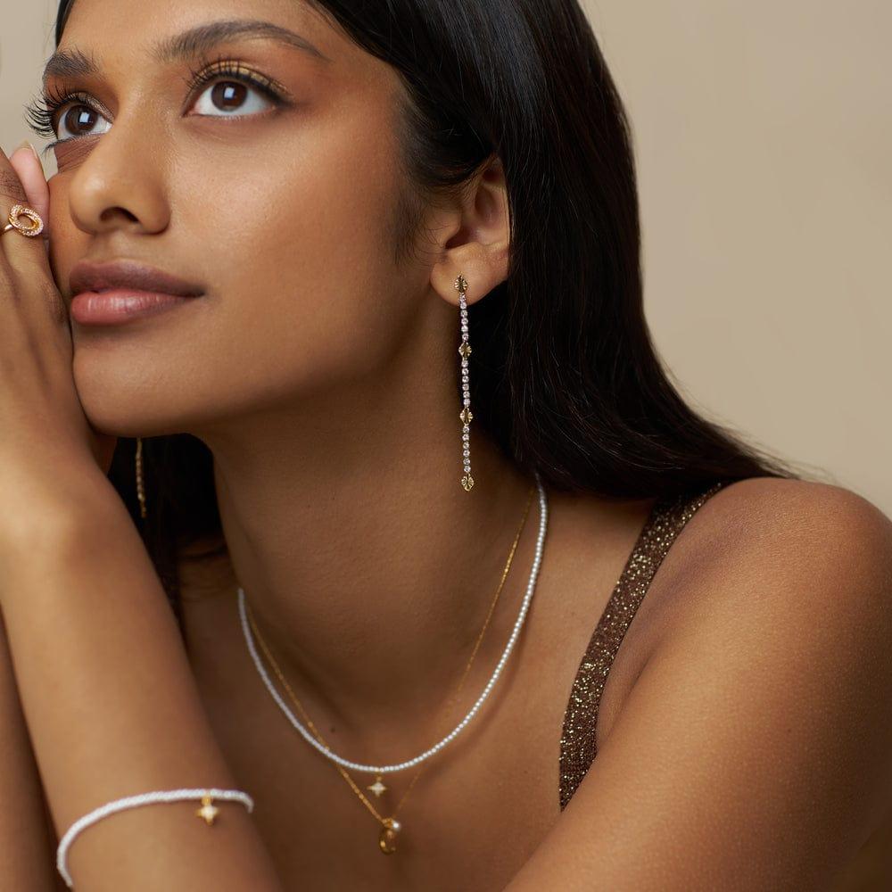 Orelia Micro Pearl & Pavé Starburst Bracelet