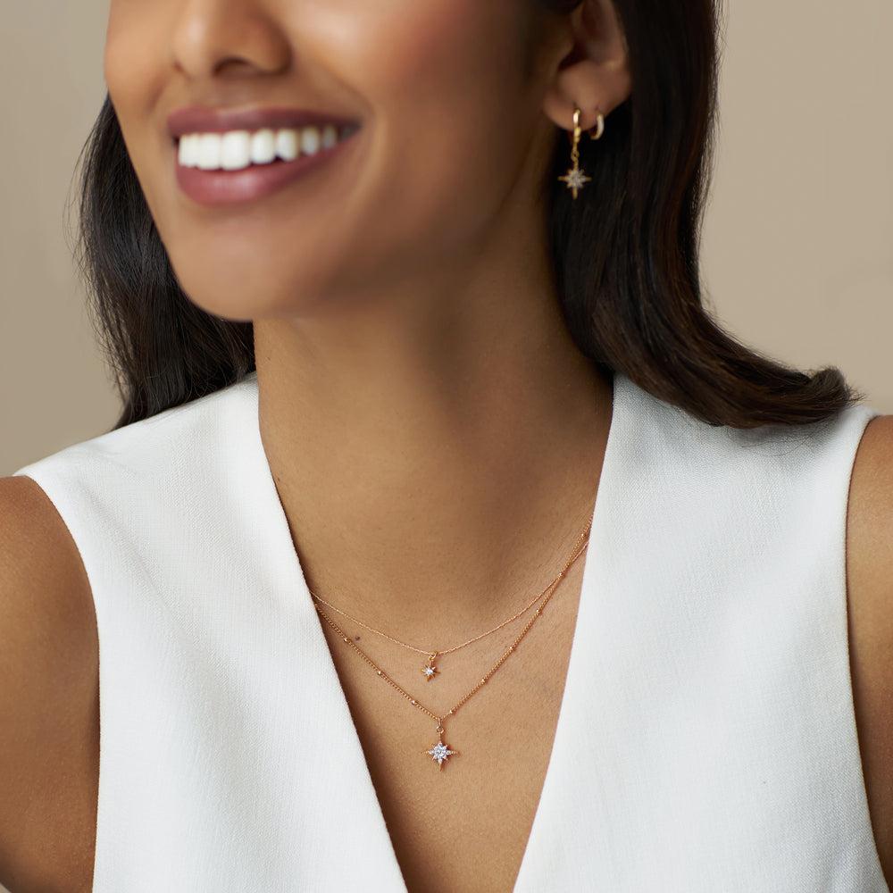 Orelia Micro Starburst Fine Collar Necklace