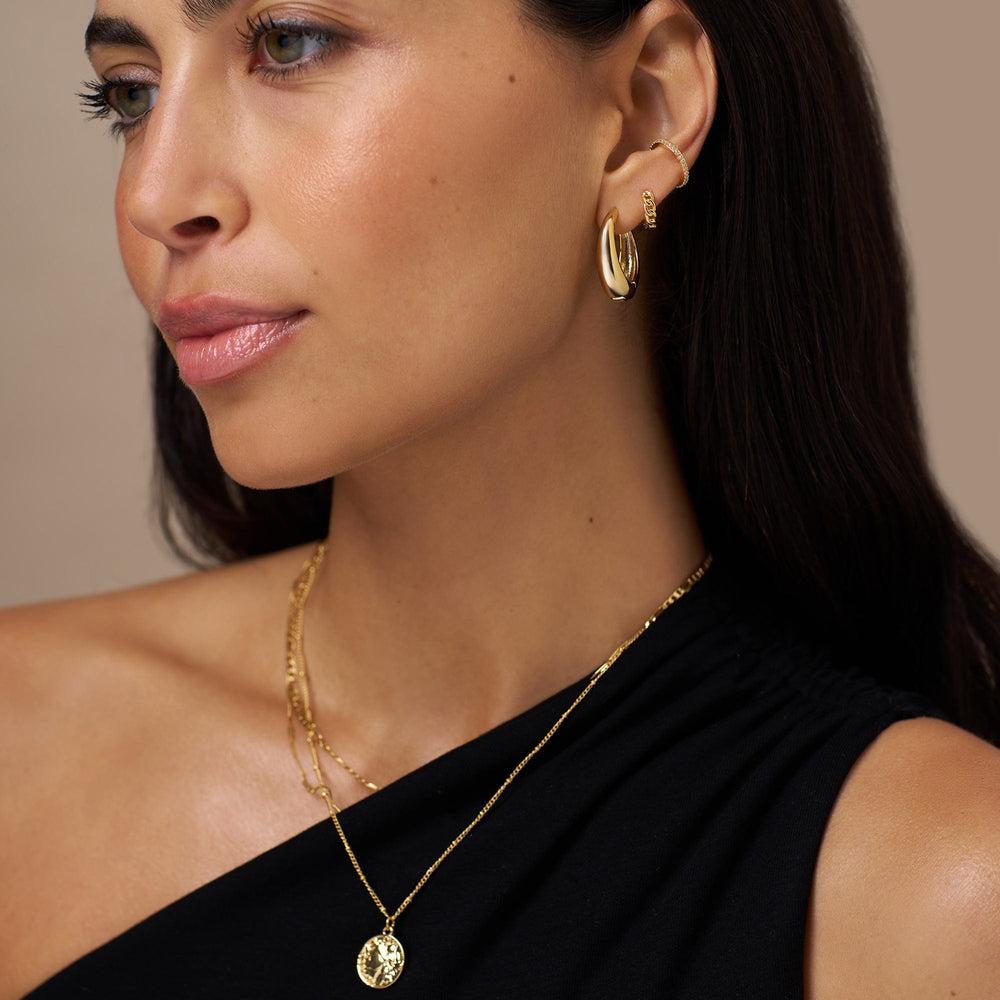 Orelia Mini Chain Huggie Hoop Earrings - Gold