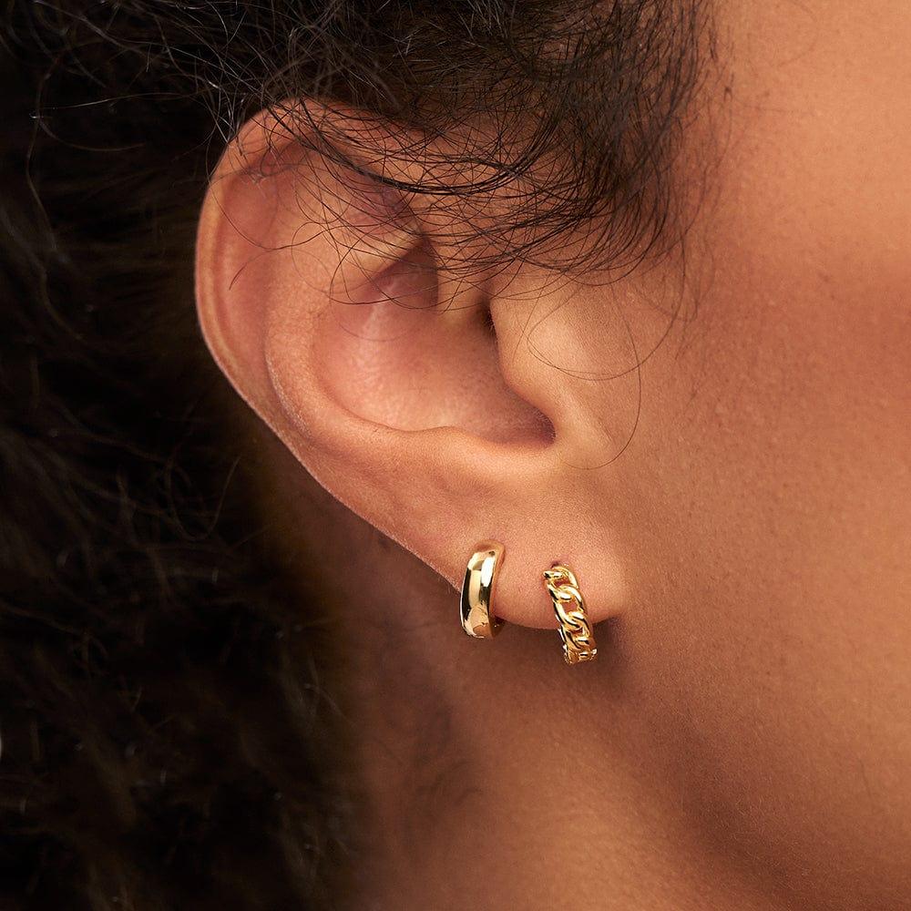 Orelia Mini Chain Huggie Hoop Earrings - Gold