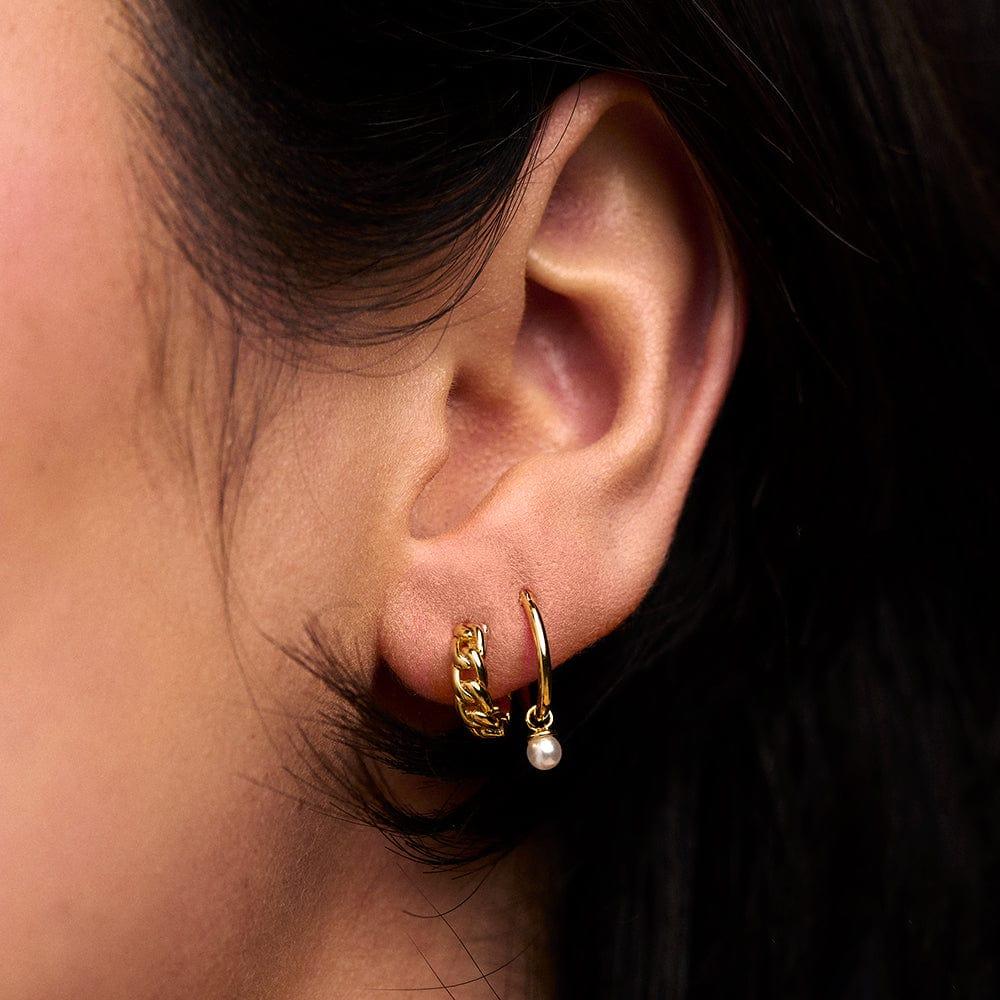 Orelia Mini Chain Huggie Hoop Earrings - Gold