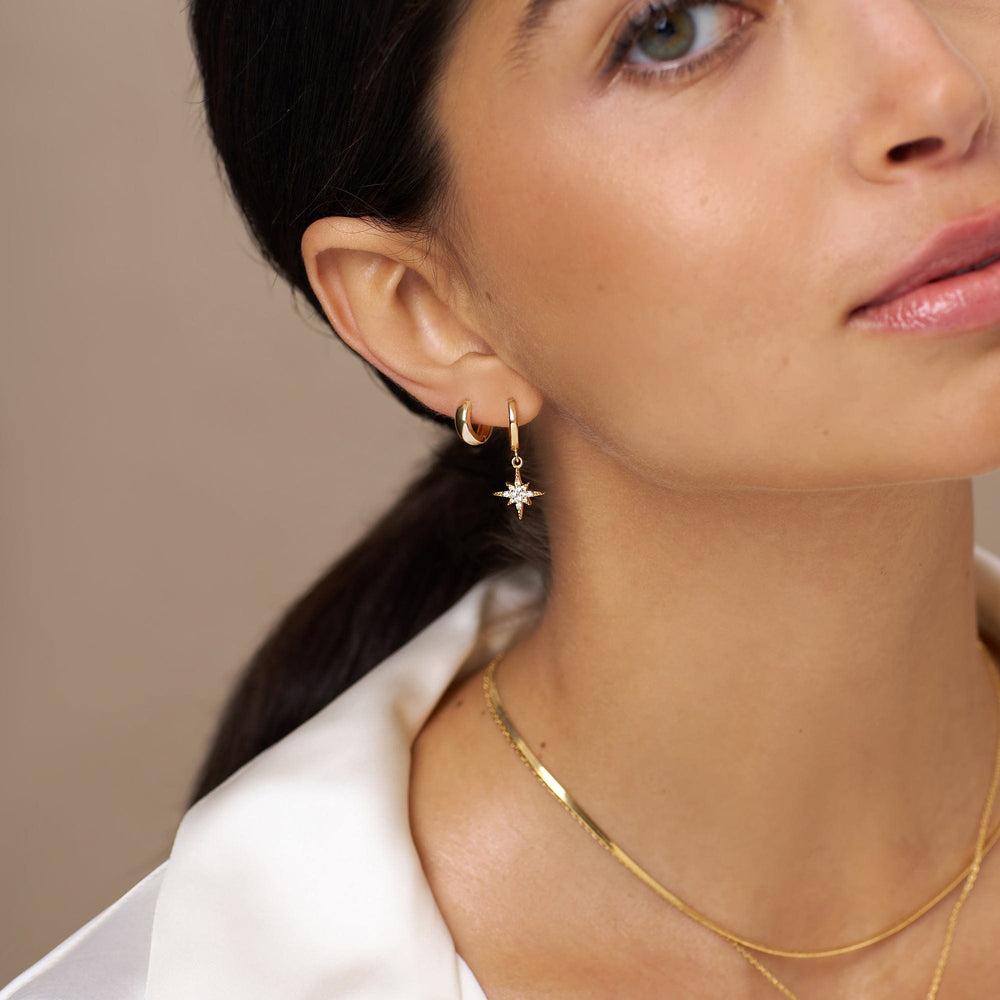 Orelia Mini Domed Clean Huggie Hoop Earrings - Gold