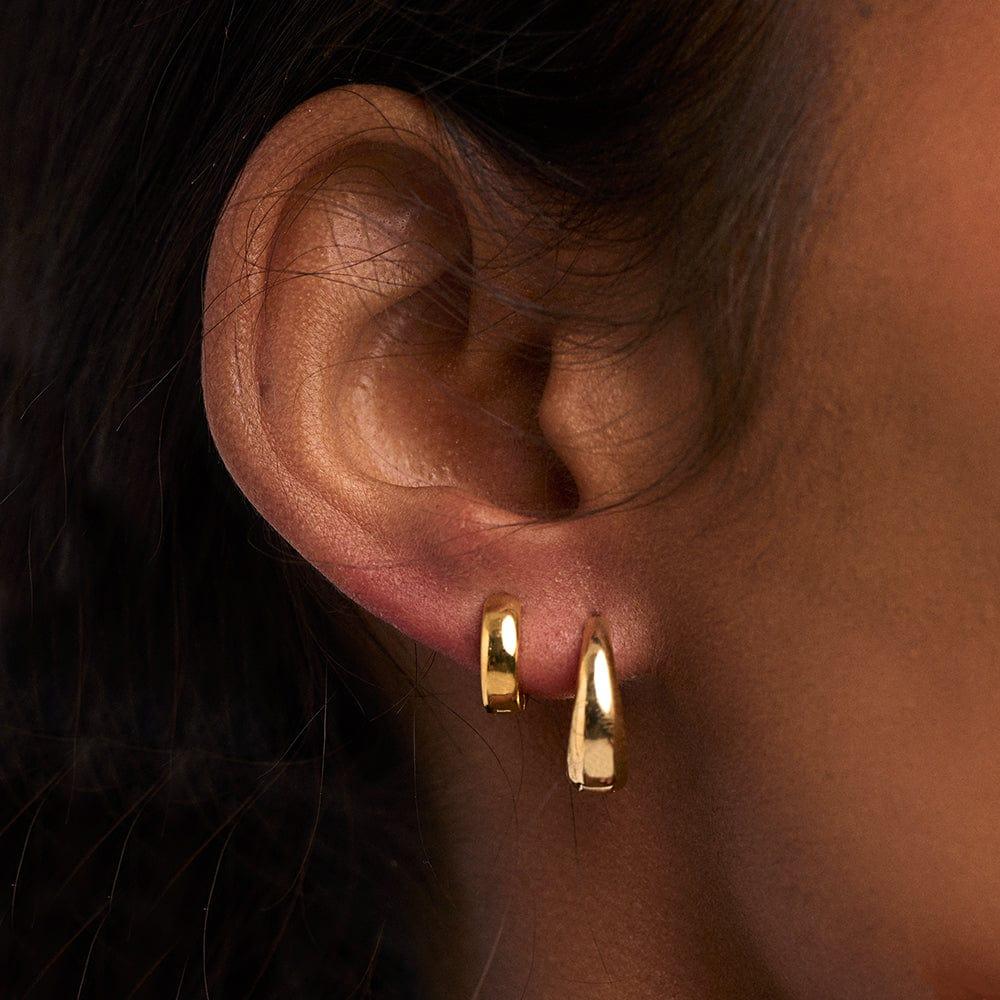 Orelia Mini Domed Clean Huggie Hoop Earrings - Gold