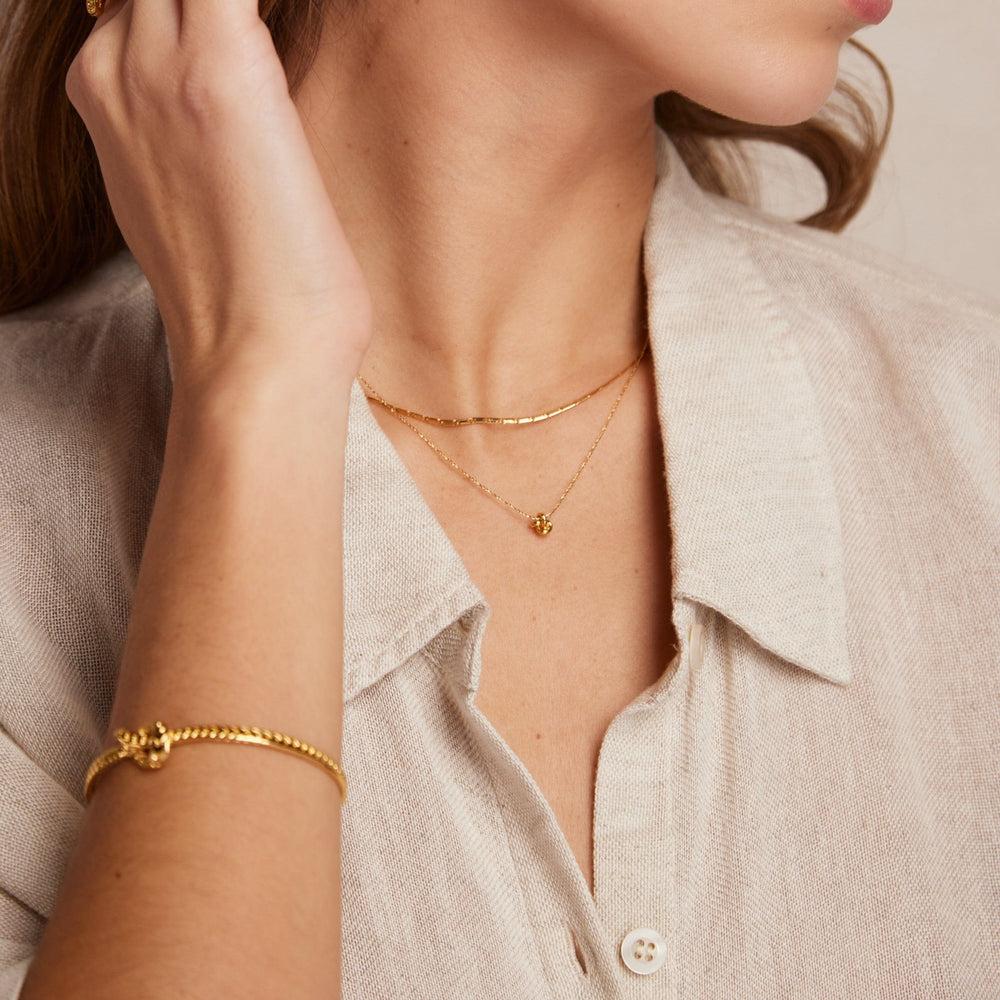 Orelia Mini Knot Fine Collar Necklace - Gold