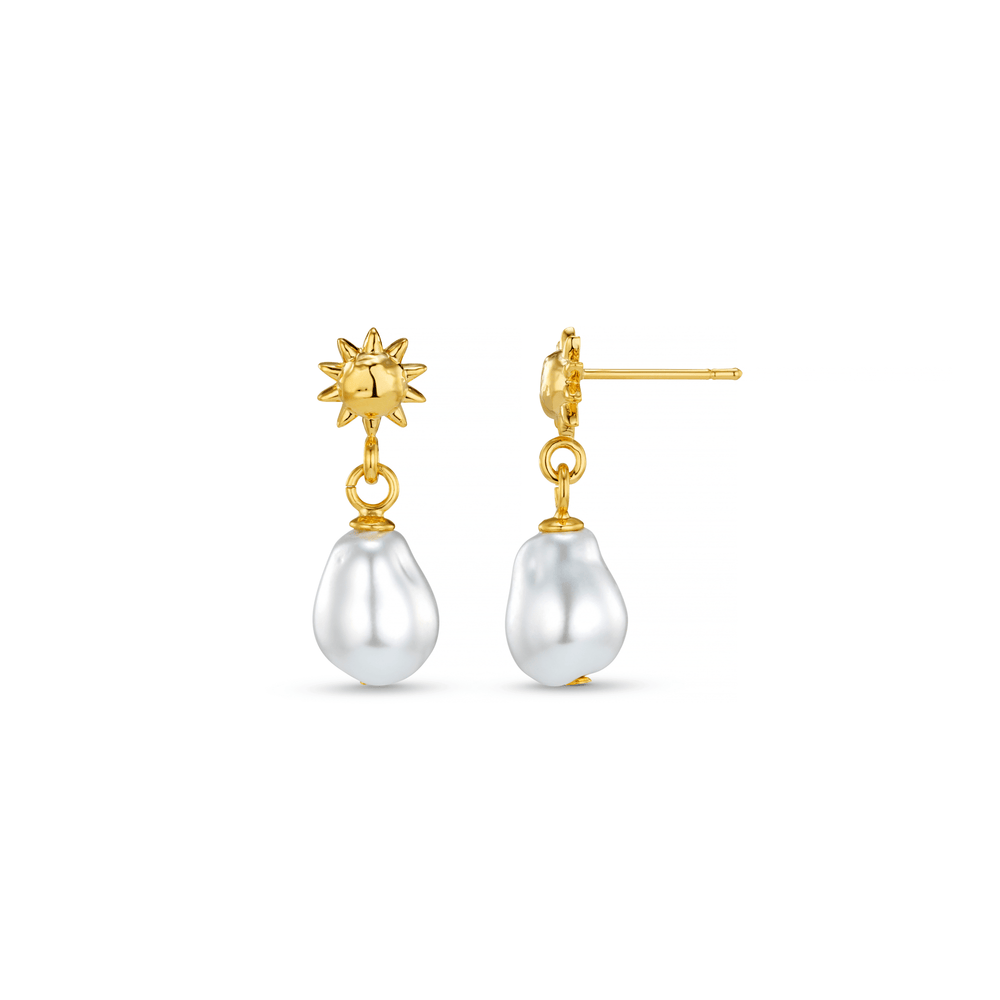orelia Mini Molten Sun & Pearl Drop Earrings