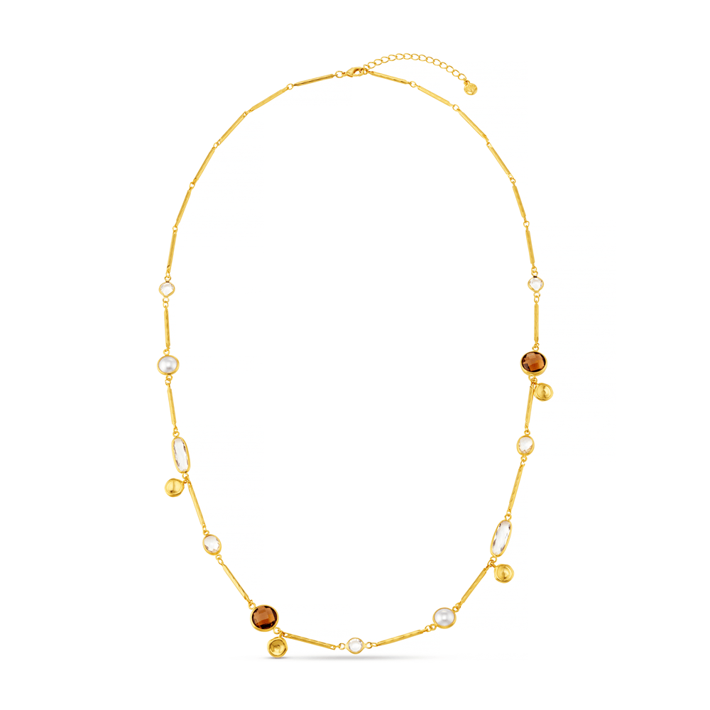 Orelia Mixed Bead & Coin Long Link Necklace