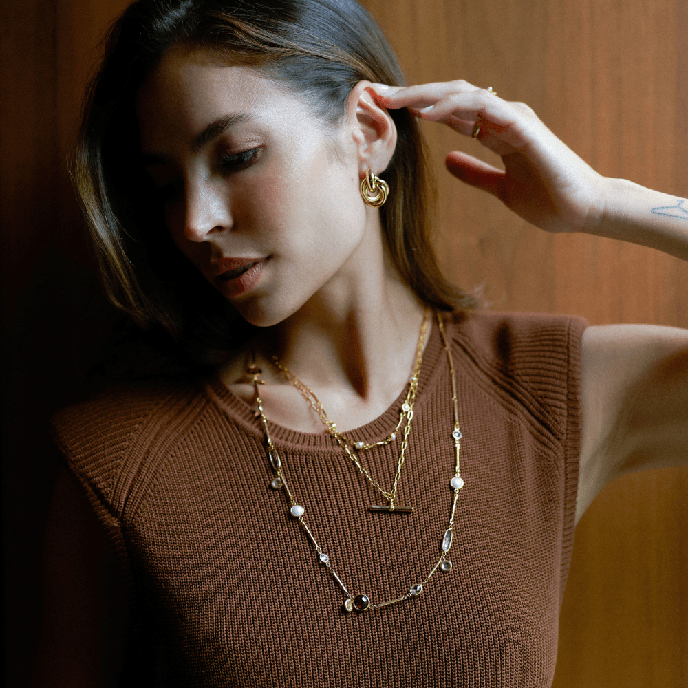 Orelia Mixed Bead & Coin Long Link Necklace