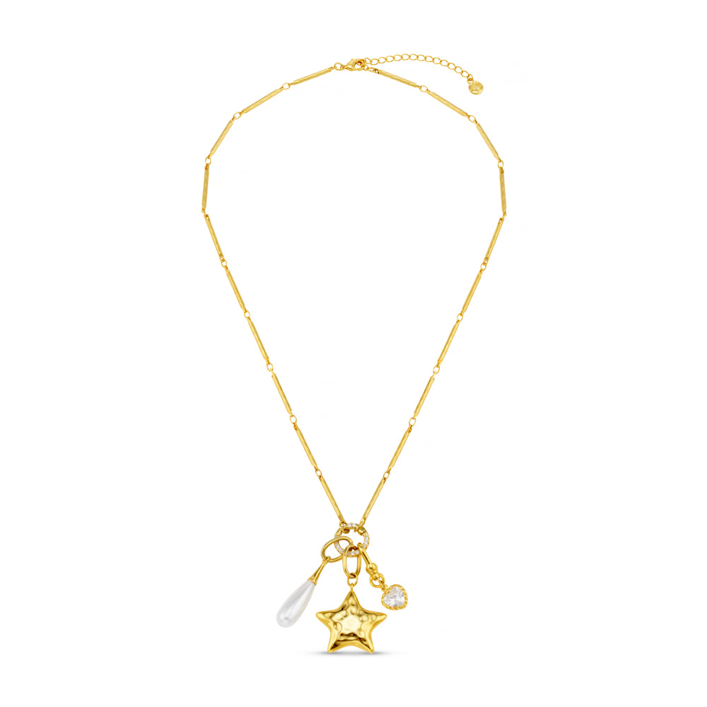 Orelia Mixed Charm Long Cluster Necklace