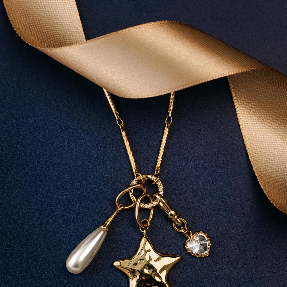 Orelia Mixed Charm Long Cluster Necklace