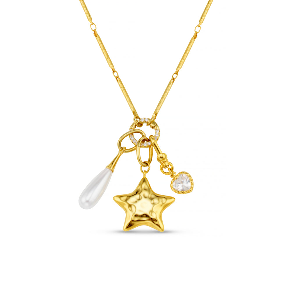 orelia Mixed Charm Long Cluster Necklace