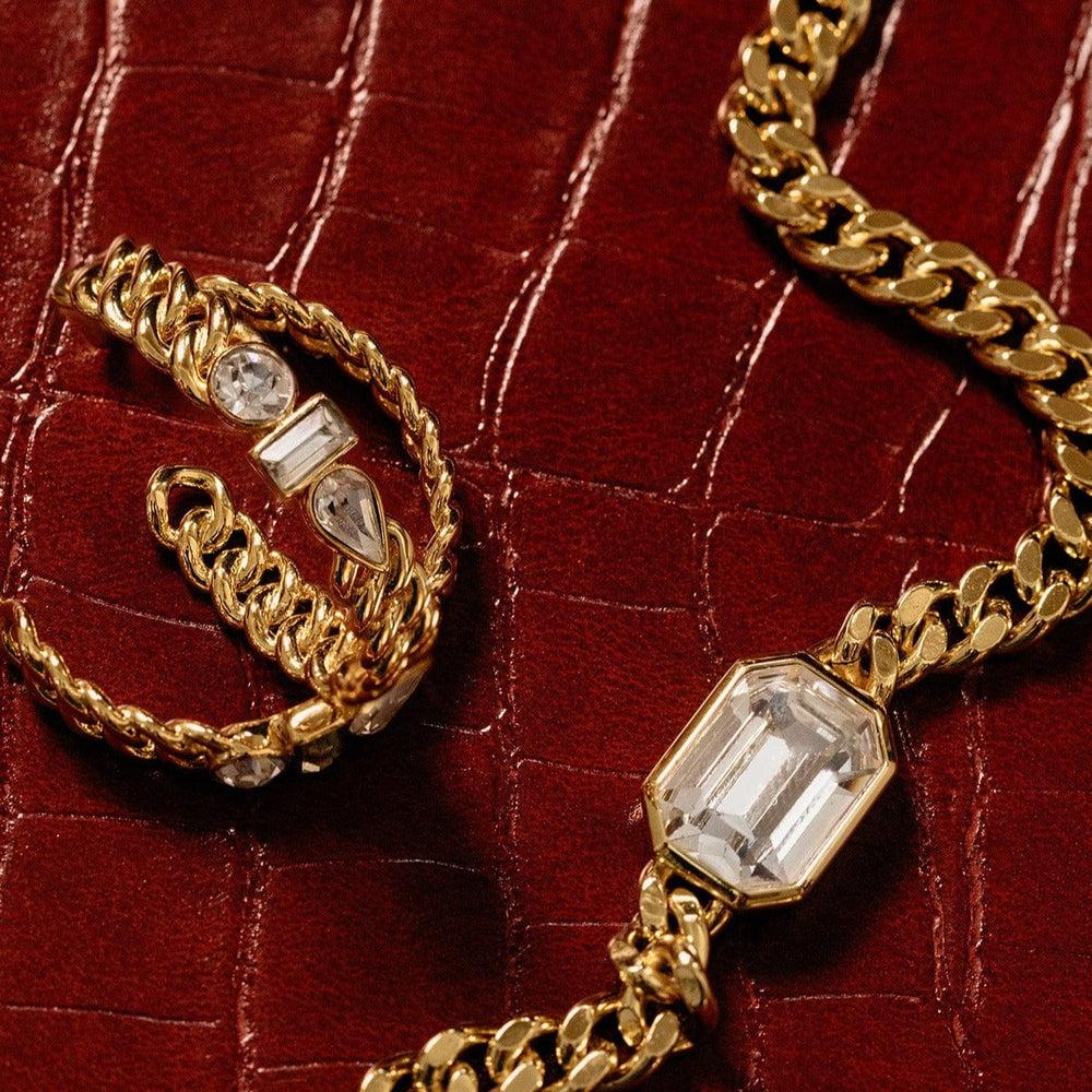 Orelia Mixed Gem Chain Hoop Earrings