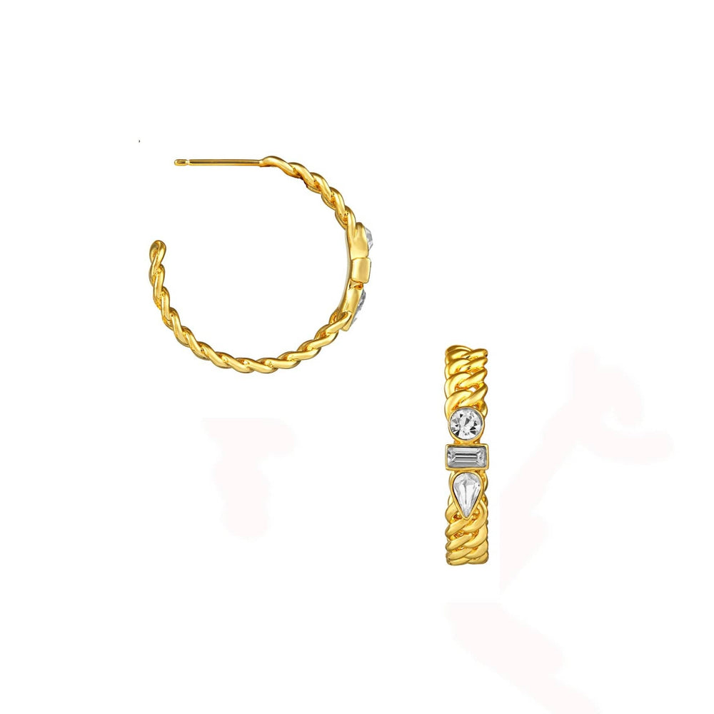 orelia Mixed Gem Chain Hoop Earrings
