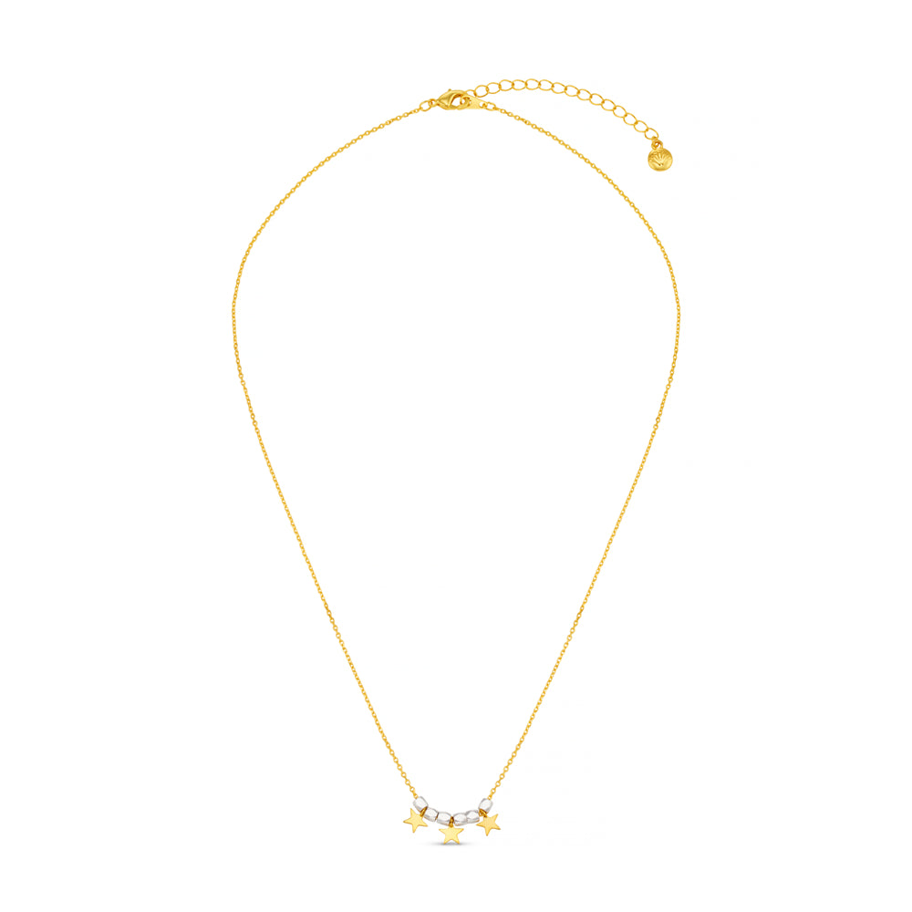 Orelia Mixed Plate Bead & Star Charm Necklace