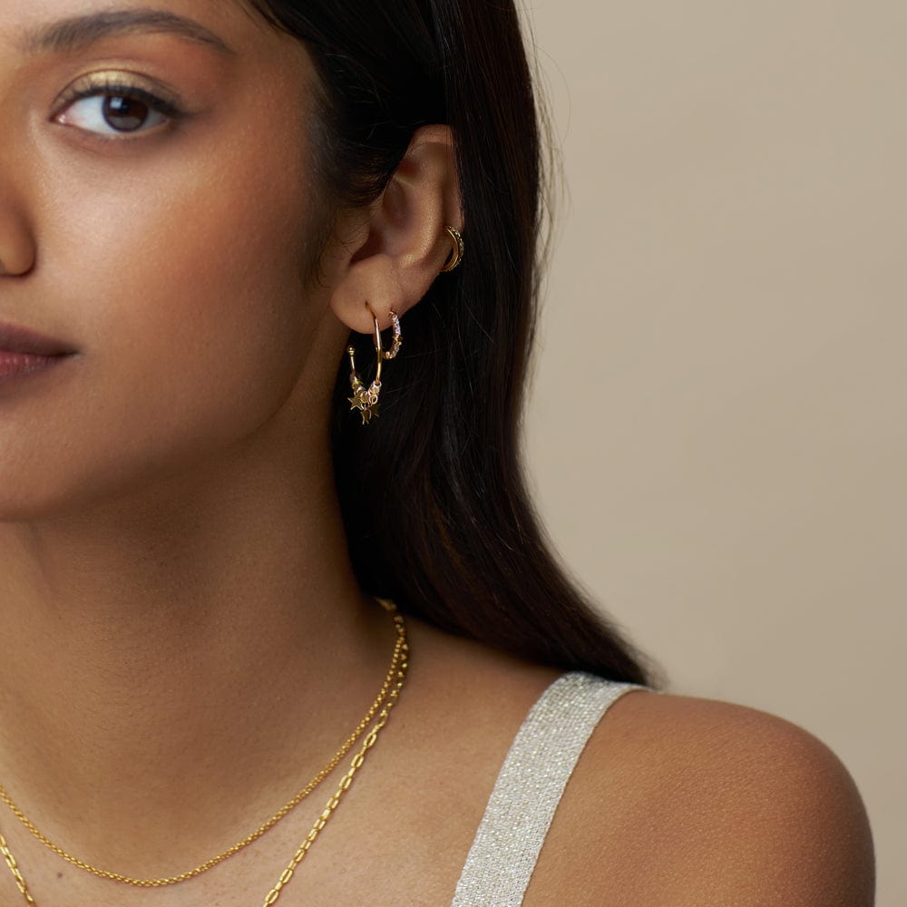 Orelia Mixed Plate Bead & Star Hoop Earrings