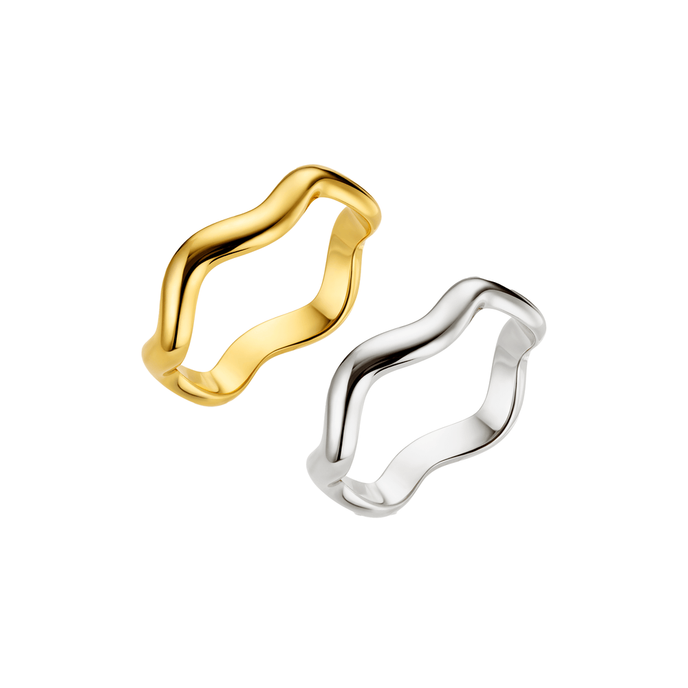 orelia Mixed Plate Wave Ring Stacking Set