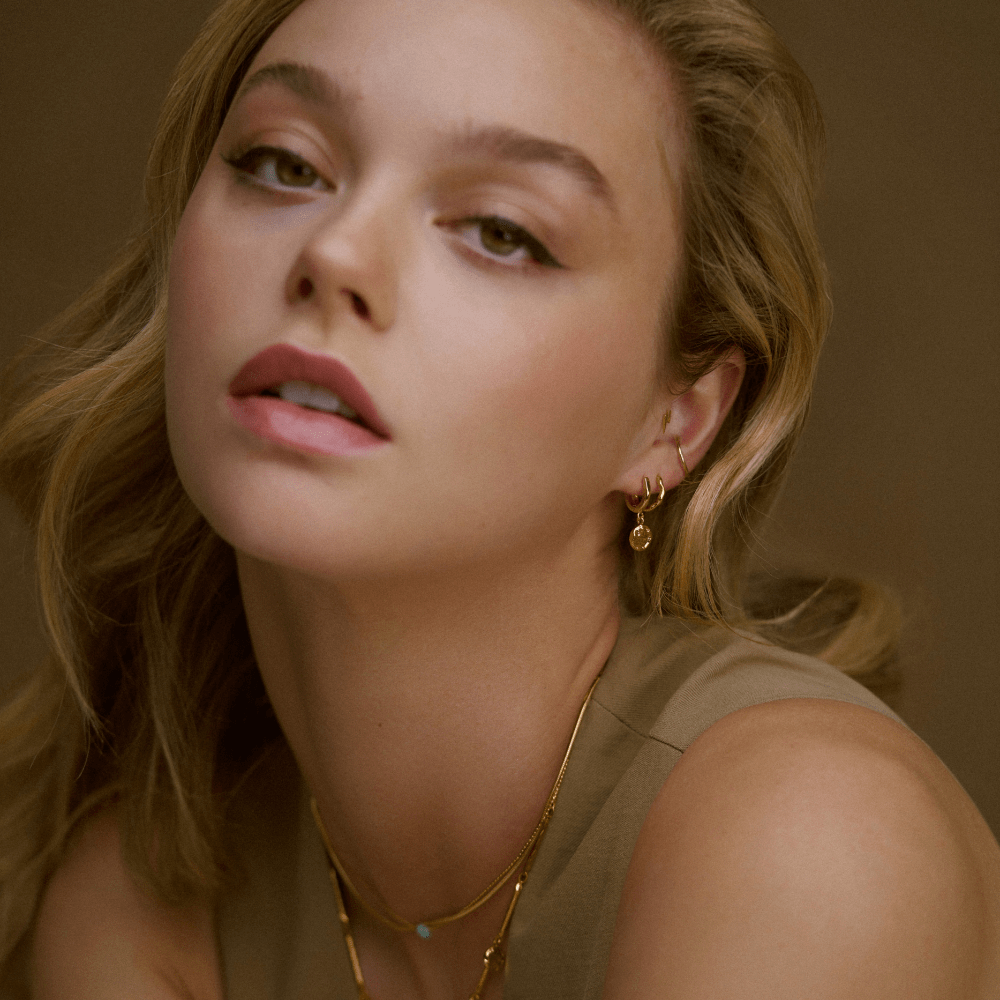 Orelia Molten Coin Huggie Hoop Earrings