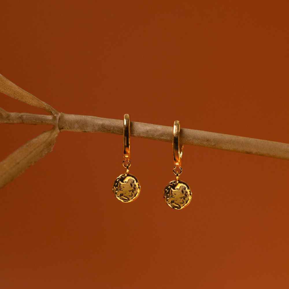 Orelia Molten Coin Huggie Hoop Earrings