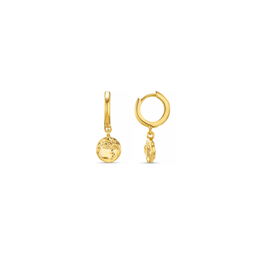 orelia Molten Coin Huggie Hoop Earrings