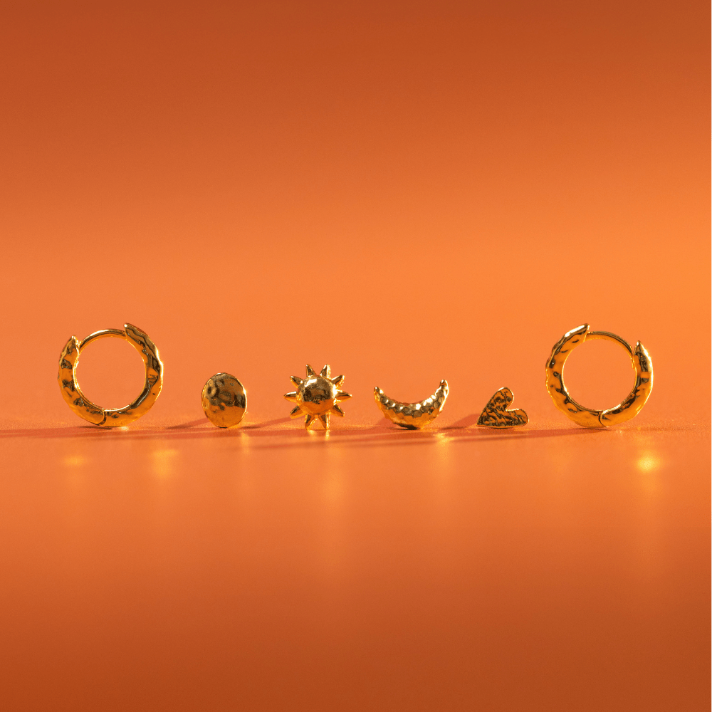 Orelia Molten Mixed Stud & Hoop Ear Pack