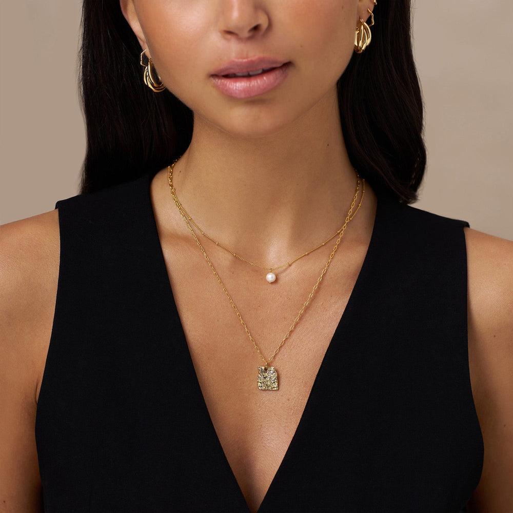 Orelia Molten Square Charm Necklace