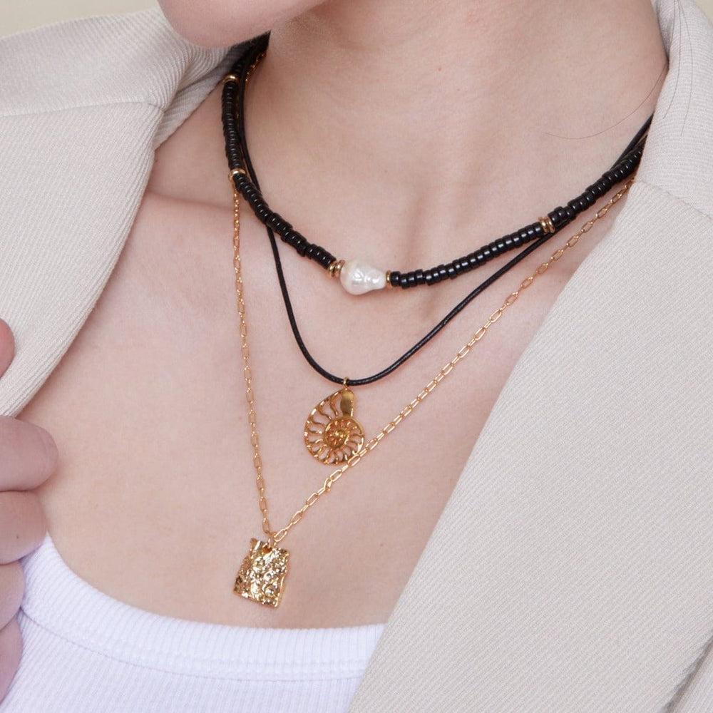 Orelia Molten Square Charm Necklace