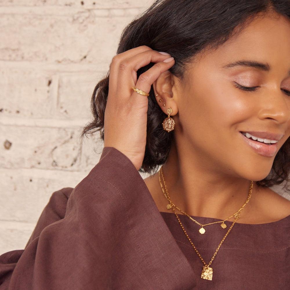 Orelia Molten Square Charm Necklace