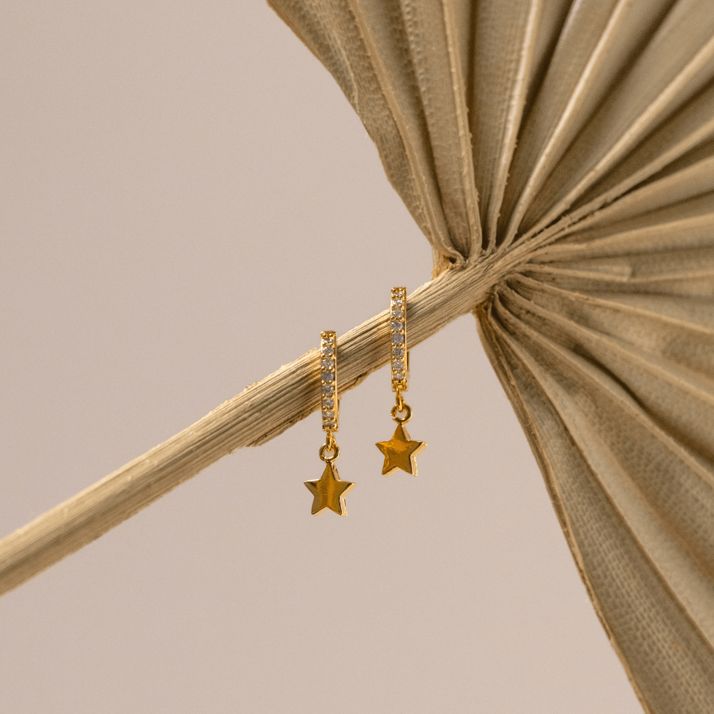 Orelia Molten Star & Pave Huggie Hoop Earrings