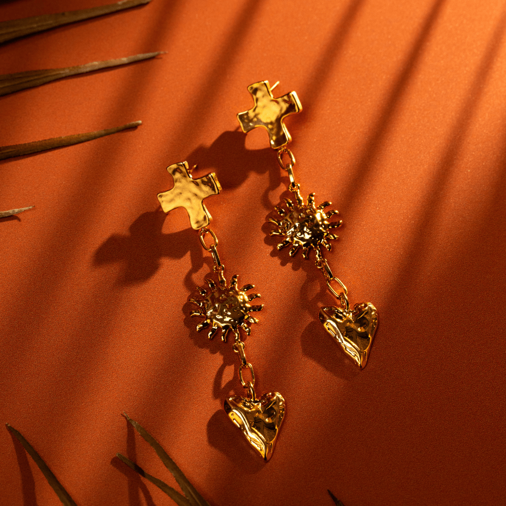 Orelia Molten Statement Charm Drop Earrings