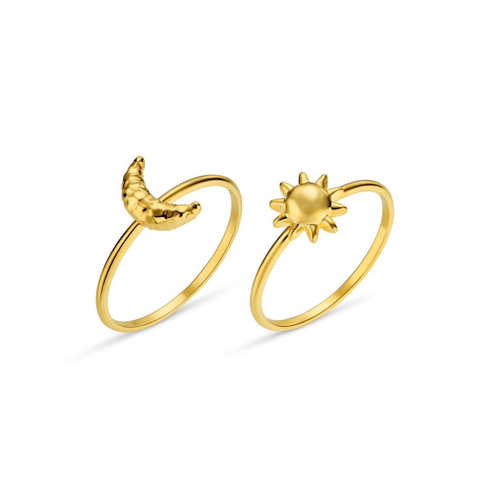 orelia Molten Sun & Moon Ring Stacking Set