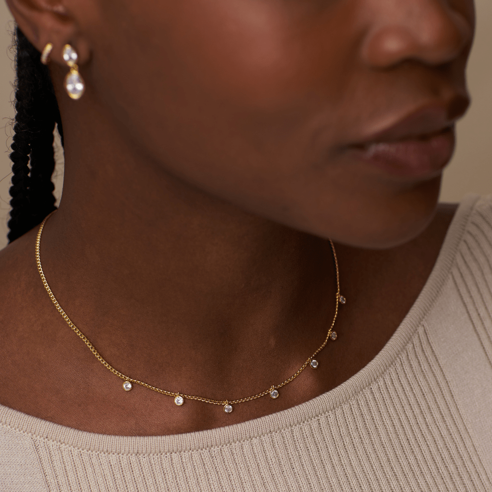 Orelia Multi Crystal Drop Necklace