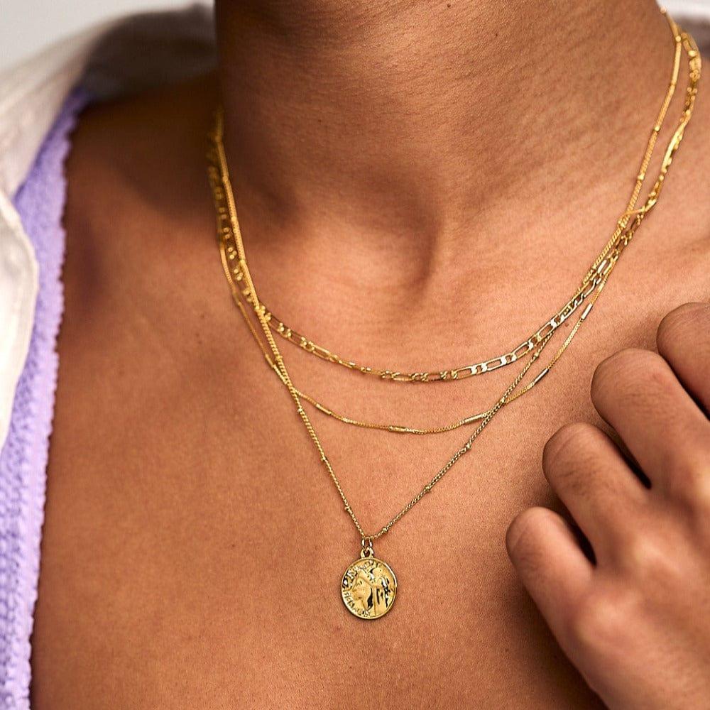Orelia Multi Row Coin Necklace - Gold