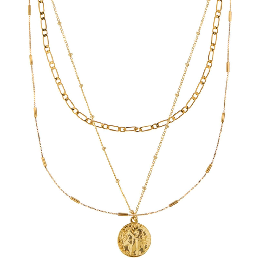 orelia Multi Row Coin Necklace - Gold