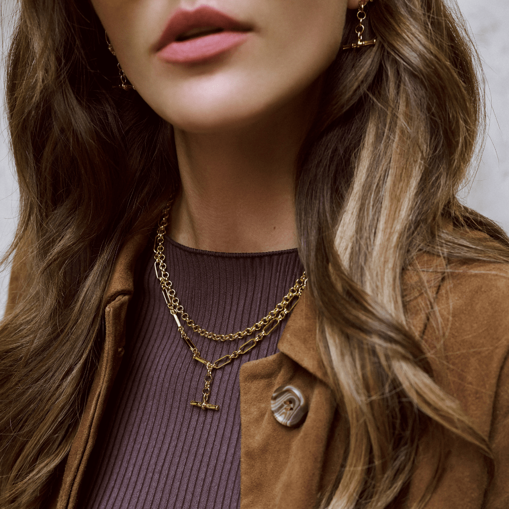 Orelia Open Link T-Bar Drop Necklace