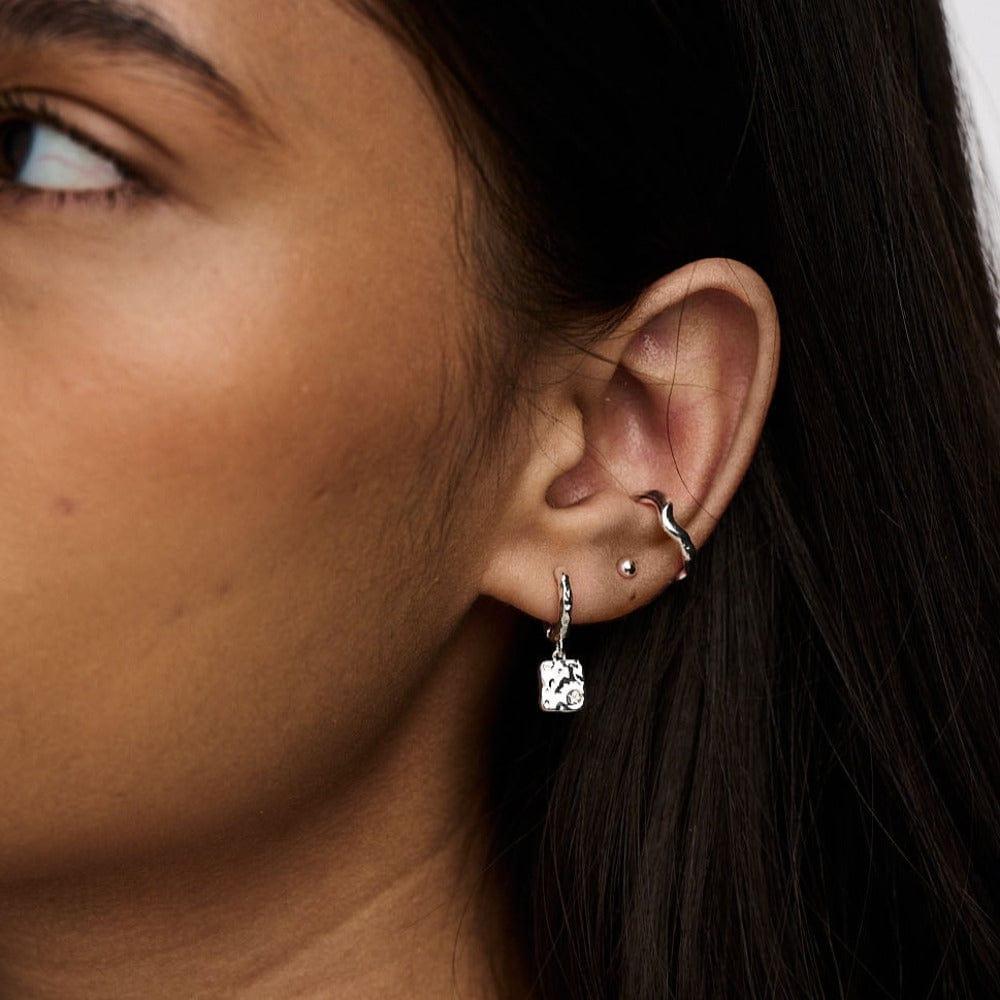 Orelia Organic Wave Ear Cuff - Silver