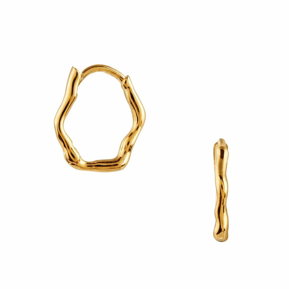 orelia Organic Wave Huggie Hoop Earrings - Gold