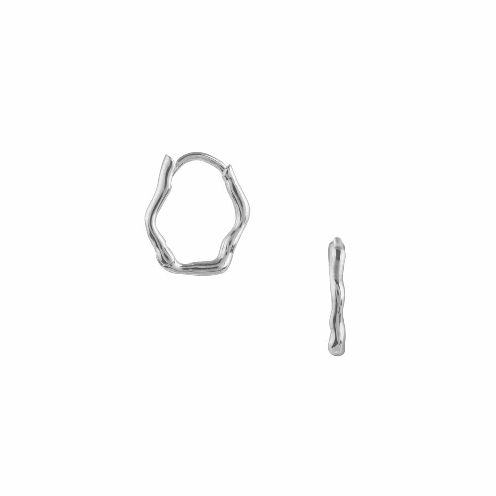 orelia Organic Wave Huggie Hoop Earrings - Silver