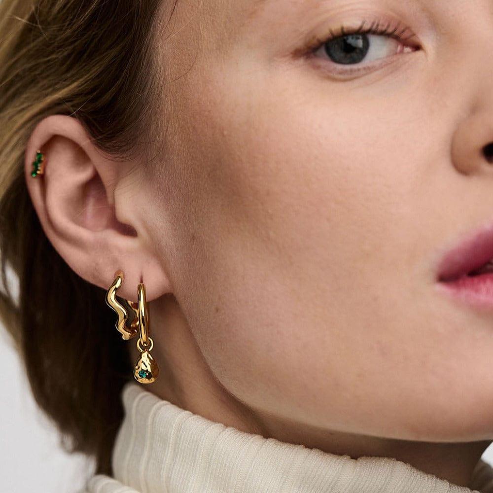 Orelia Organic Wave Oval Hoop Earrings - Gold