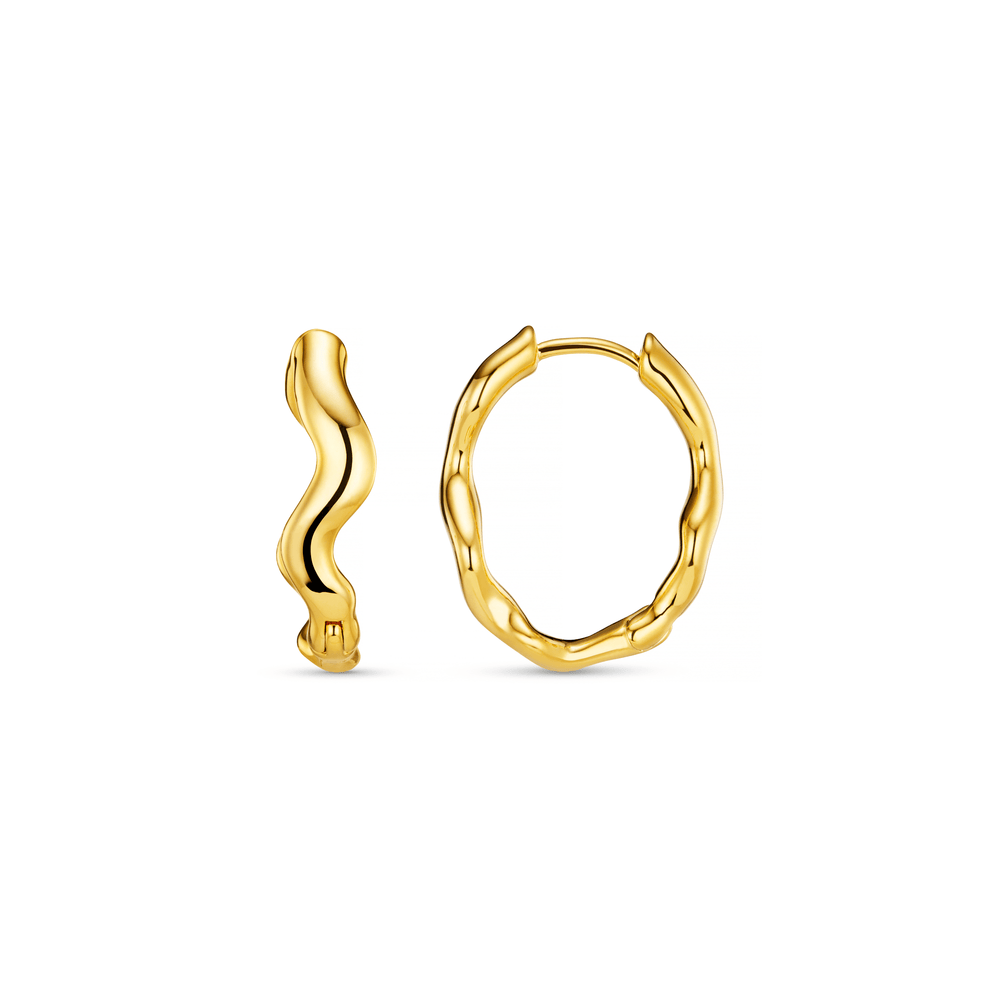 orelia Organic Wave Oval Hoop Earrings - Gold